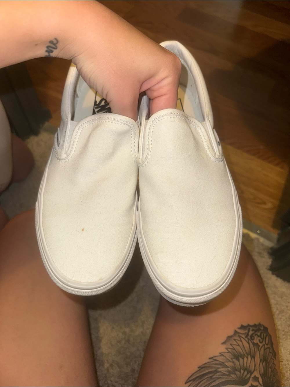 Vans Women’s White Slip-On Canvas Sneakers